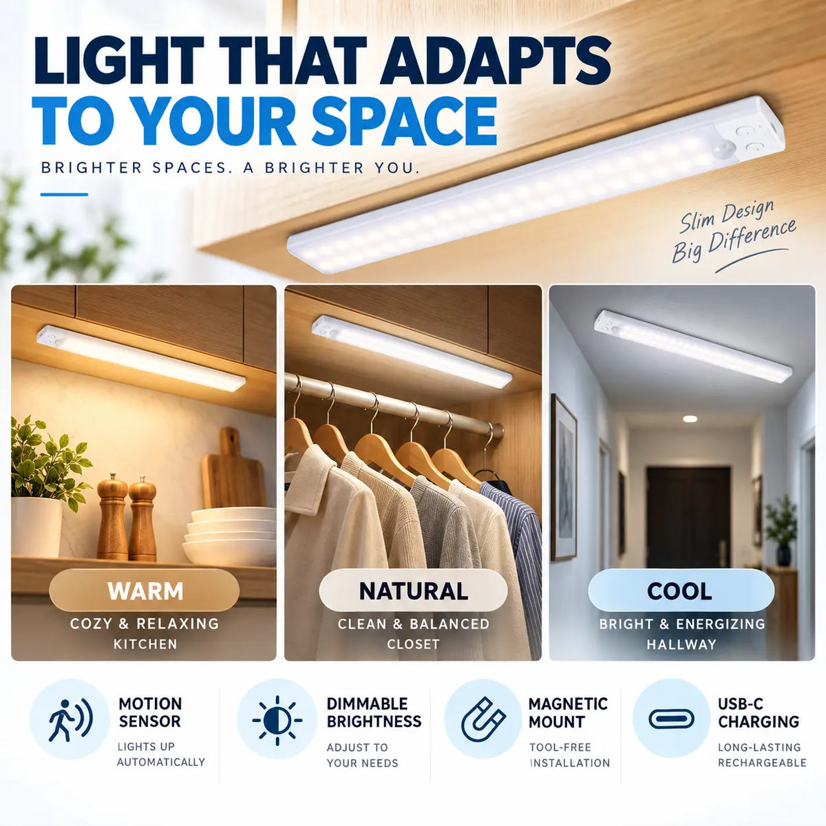 lampvero® 🧲💡 Rechargeable Motion Sensor Cabinet Light