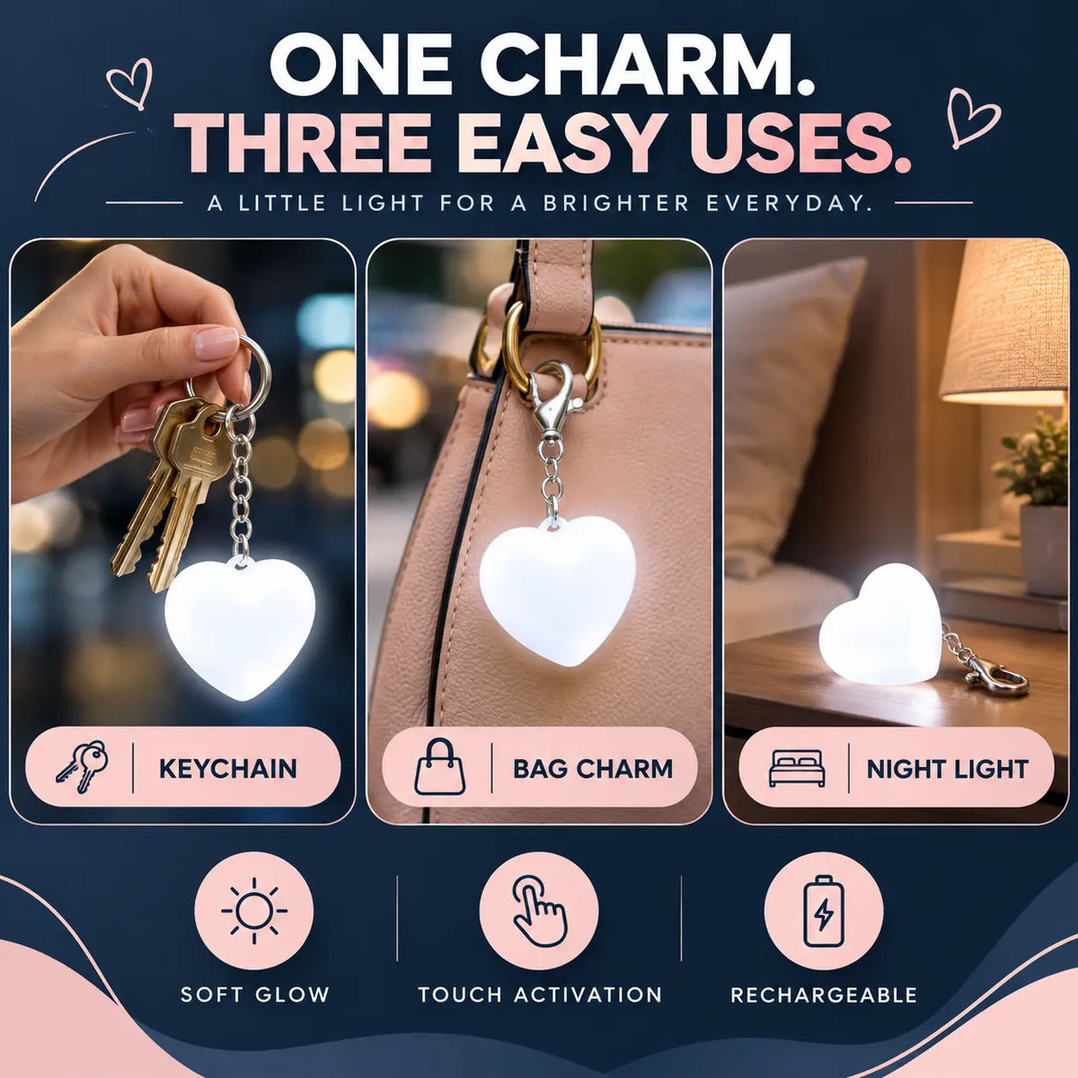lampvero® 💗🔑 Rechargeable Heart Keychain Light