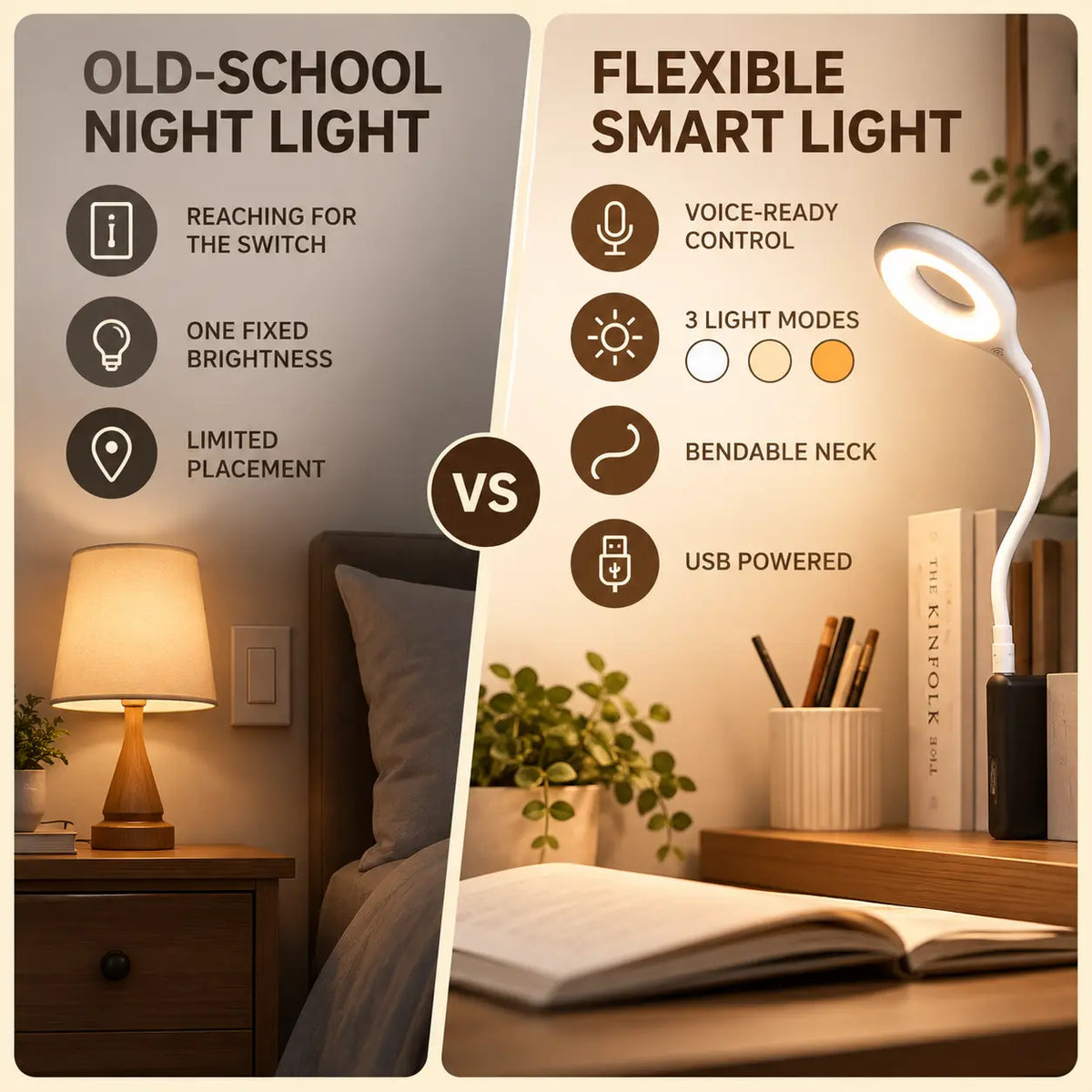 lampvero® 🎙️💡 Voice-Controlled Flexible LED Ring Lamp