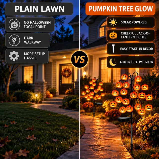 lampvero® 🎃☀️ Solar Pumpkin Tree Garden Light