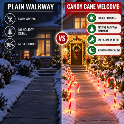 lampvero® 🍭⭐ Solar Candy Cane Pathway Lights