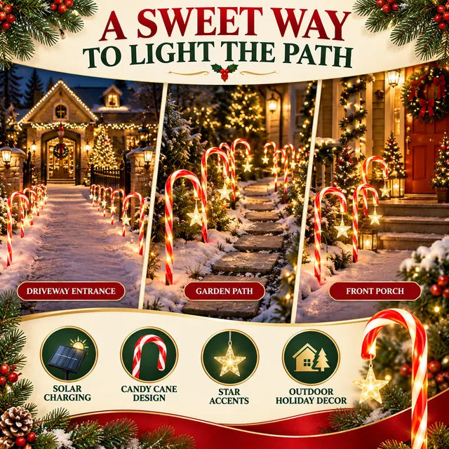 lampvero® 🍭⭐ Solar Candy Cane Pathway Lights
