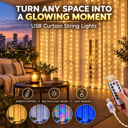 lampvero® ✨🪟 USB Curtain String Lights
